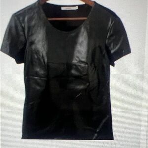 Bailey 44 Black Faux Leather Top